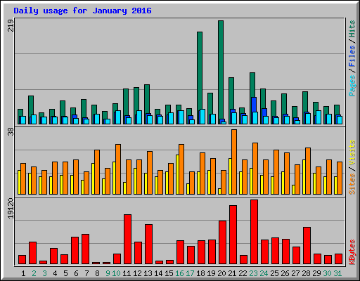 Daily usage for January 2016