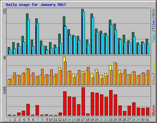 Daily usage for January 2017