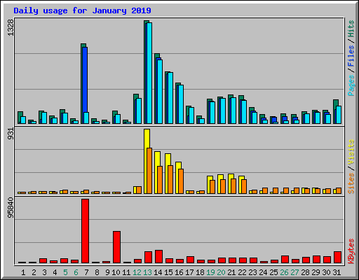 Daily usage for January 2019