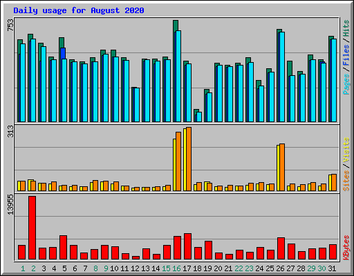 Daily usage for August 2020