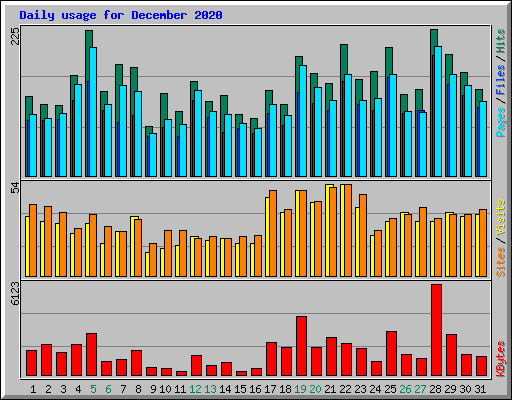 Daily usage for December 2020