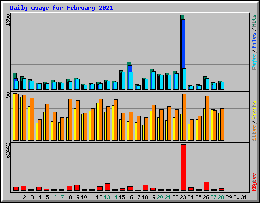 Daily usage for February 2021