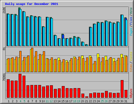 Daily usage for December 2021