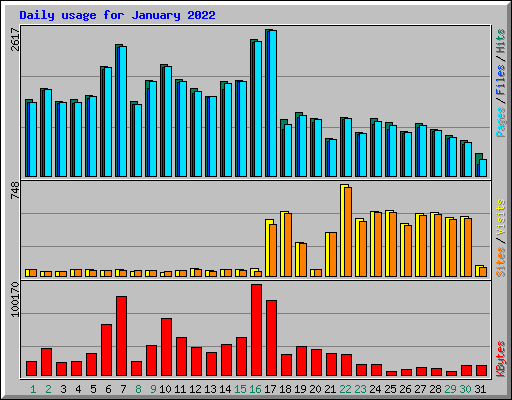 Daily usage for January 2022