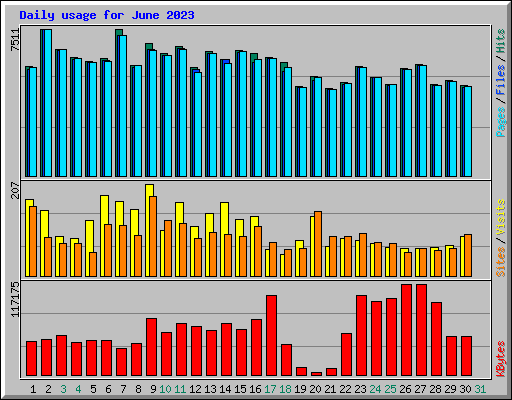 Daily usage for June 2023