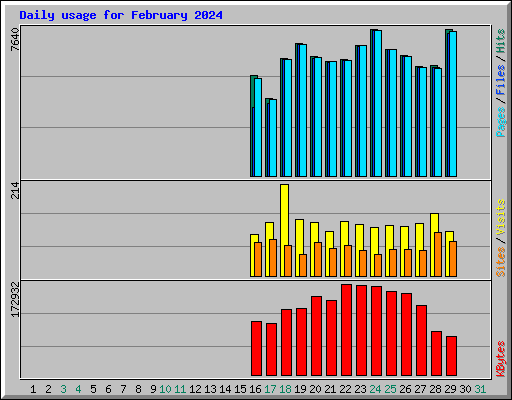 Daily usage for February 2024