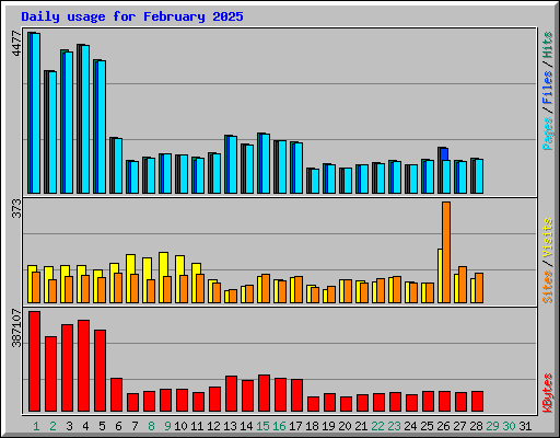 Daily usage for February 2025