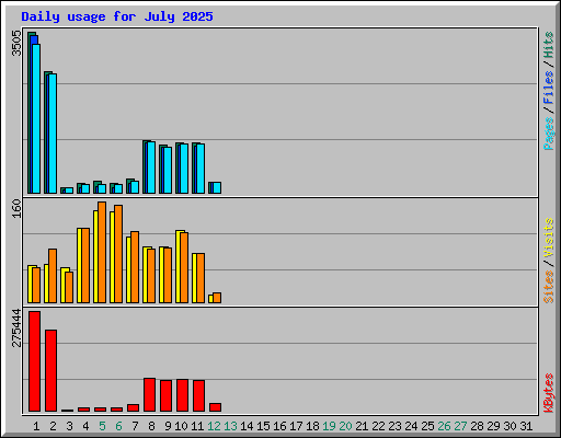 Daily usage for July 2025