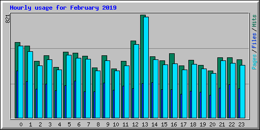 Hourly usage for February 2019