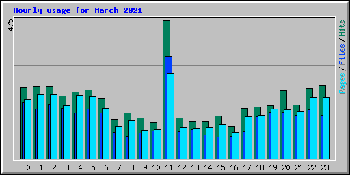 Hourly usage for March 2021